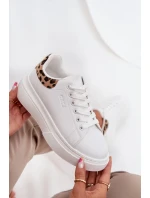Sneakersy Damskie Na Platformie Big Star SS274247 Białe Panterka