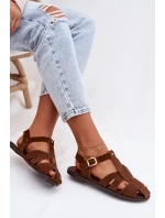 Dámské římské sandály Ploché Hnědé Belanessa