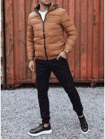 Pánska prešívaná zimná bunda s kapucňou FashionStreet camel TX4829