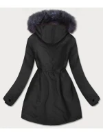 Dámska nepremokavá kožušinová parka čierno-sivá (m-933)