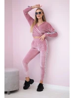 Velúrová súprava s nápisom Queen dark powder pink