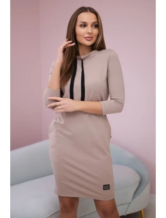 Šaty viazané pri krku tmavo béžová