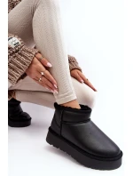 Skórzane Damskie Śniegowce Na Platformie Czarne Loreley