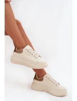 Sneakersy Damskie Na Platformie Big Star SS274246 Jasnobeżowe