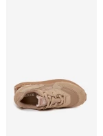 Skórzane Sneakersy Męskie Big Star OO174298 Hi-Poly System Beżowe
