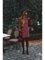 M870 Tvídové mini šaty - bordové