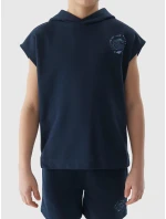 Chlapčenská mikina bez rukávov s kapucňou 4F - tmavomodrá