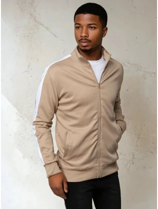Pánska mikina na zips béžová FashionStreet BX5564