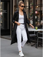 Dámsky dvojradový kabát s kapucňou čierny FashionStreet TY5654