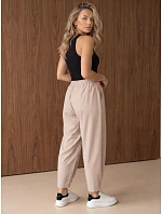 Dámske joggerové nohavice s gumou v páse, béžové, FashionStreet UY3154