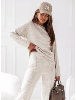 Béžový pletený set - blúzka a nohavice (VE74)