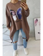 Blúzka s oversize potlačou mocca