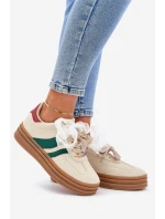 Sneakersy Damskie Z Przypinkami Beżowe Jariana