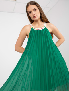 Tmavozelené splývavé šaty jednej veľkosti s dĺžkou mini