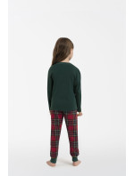 Detské pyžamo Tess, dlhé rukávy, dlhé nohavice - zelené/potlač