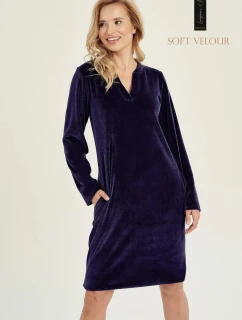 Dámska velúrová tunika LAUREN 3028 Tmavo modrá - Taro