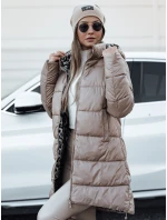 Dámska obojstranná bunda PURRBREEZ dlhá prešívaná bunda s kapucňou camel FashionStreet TY4660
