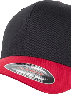 Flexfit 6277T/6277TT 6-panelová čiapka Flexfit Wooly Combed 55.277T čierna/červená