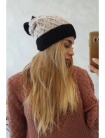 Bibiana fleecová čiapka K264 čierna + béžová