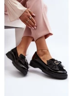 Damskie Lakierowane Mokasyny Z Kokardą Laura Messi 2786 Czarne