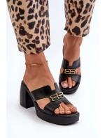 Zazoo 40419 Skórzane Klapki Damskie Z Wycięciami I Ozdobą Czarne