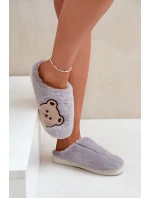 Kapcie Damskie Futrzane Z Misiem Szare Fiorinella