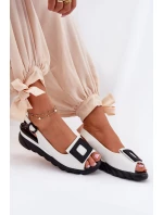 Skórzane Sandały Damskie Na Koturnie z Ozdobą Artiker 56C2157 Białe