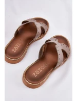 Zazoo 40326 Damskie Klapki Z Ozdobnymi Wycięciami Ciemnobeżowe