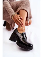 Eleganckie Półbuty Na Słupku Ze Srebrną Ozdobą Czarne Lemar Harmell