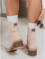 Dámske semišové šnurovacie čižmy béžové FashionStreet ZY1235