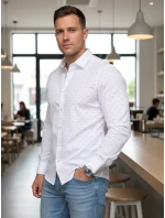 Pánska biela vzorovaná košeľa slim fit FashionStreet DX2699