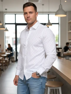 Pánska biela vzorovaná košeľa slim fit FashionStreet DX2699