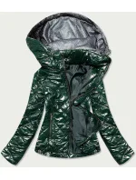 Lesklá dámska bunda vo fľaškovo zelenej farbe (BR9756-10) Lesklá dámska bunda vo fľaškovo zelenej farbe (BR9756-10)