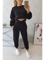 Zateplená súprava s krátkou mikinou čierna Zateplená súprava s krátkou mikinou čierna