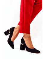 Zamszowe Czółenka Lewski 3117 Czarne