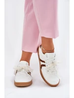 Niskie Sneakersy Damskie Z Koronką Panterka Białe Zielle