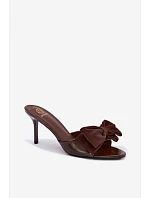 Dámské lodičky na podpatku s mašlí Čokoládové Jelessa