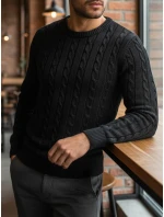 Pánsky čierny sveter FashionStreet WX1880 Pánsky čierny sveter FashionStreet WX1880