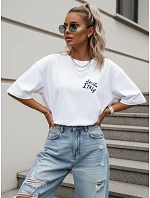 Dámske bavlnené tričko oversize s potlačou, biele, FashionStreet NX9502RY Dámske bavlnené tričko oversize s potlačou, biele, FashionStreet NX9502RY