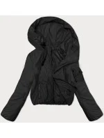 Dámska krátka čierna bunda s kapucňou S'West (B8246-1) Dámska krátka čierna bunda s kapucňou S'West (B8246-1)
