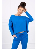 Súprava s oversize blúzkou nevädzovej modrej farby