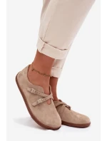 Barefoot Dámske kožené semišové poltopánky s remienkami Zazoo N1271 Beige Barefoot Dámske kožené semišové poltopánky s remienkami Zazoo N1271 Beige