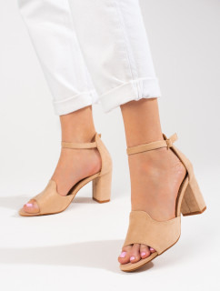 Luxusné dámske sandále hnedé na širokom podpätku