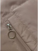 Obojstranná krátka bunda s kapucňou cappuccino-khaki (B8181-12011)