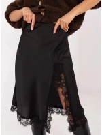 Saténová midi sukňa s čipkou čierna (3275) Saténová midi sukňa s čipkou čierna (3275)