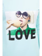 Šaty s potlačou Love v mätovej farbe