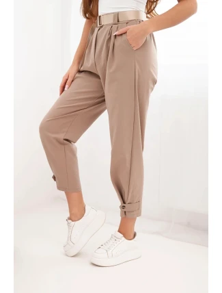 Letné nohavice Punto so zapínaním na nohaviciach camel