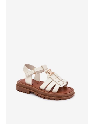 Dziewczęce Sandałki Z Ozdobnym Detalem Beżowe Serina