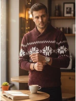 Pánsky bordový sveter FashionStreet WX2271 Pánsky bordový sveter FashionStreet WX2271
