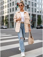Dámska oranžovo-béžová kockovaná košeľa FashionStreet DY0482